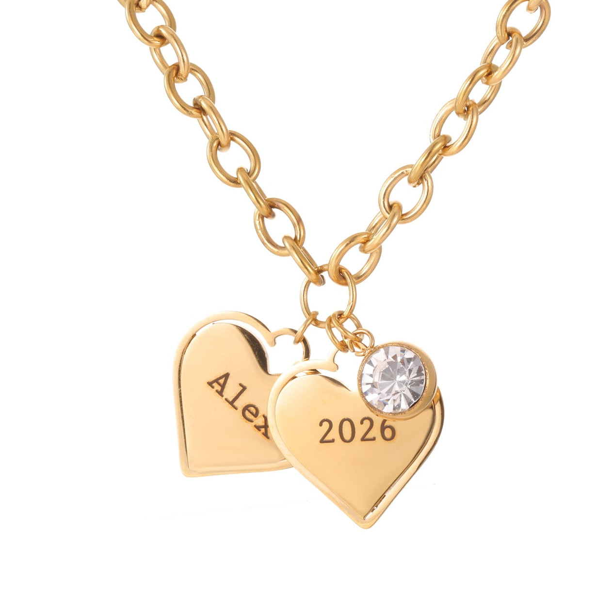Personalised Multi Heart Charm Necklace