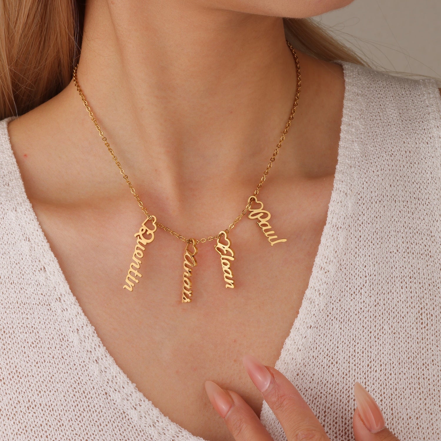 Multiple Name Dangle Personalised Necklace