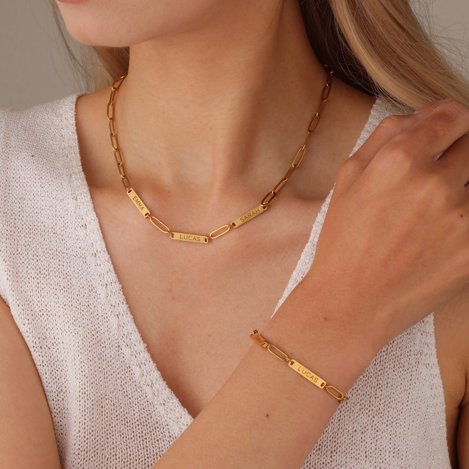 Chain Link Personalised Bar Necklace