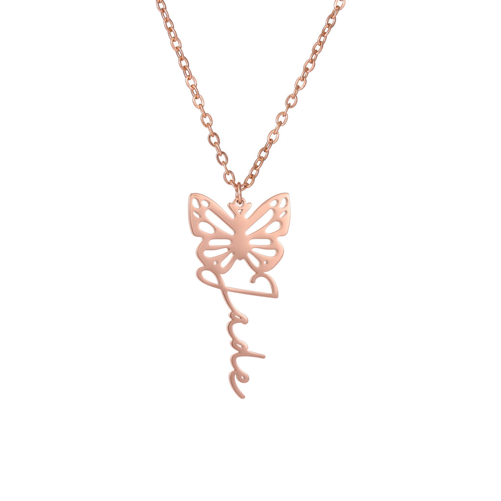 Personalised Butterfly Pendant Necklace with Name