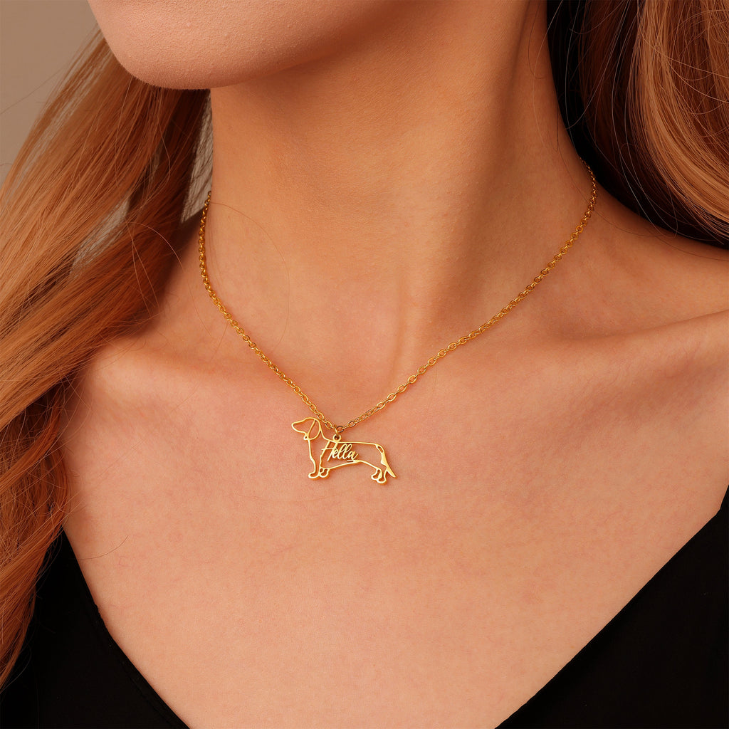 Personalised Animal Silhouette Necklace with Name