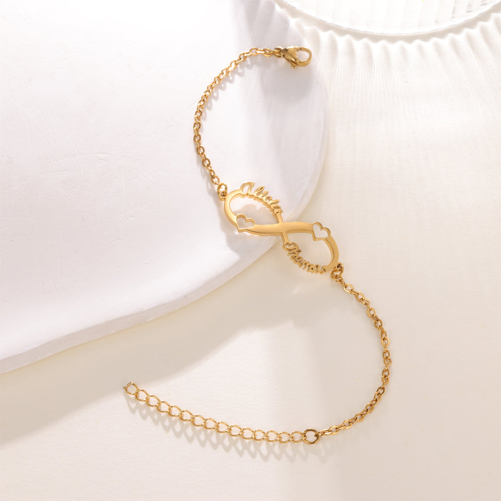 Double Heart Infinity Bracelet