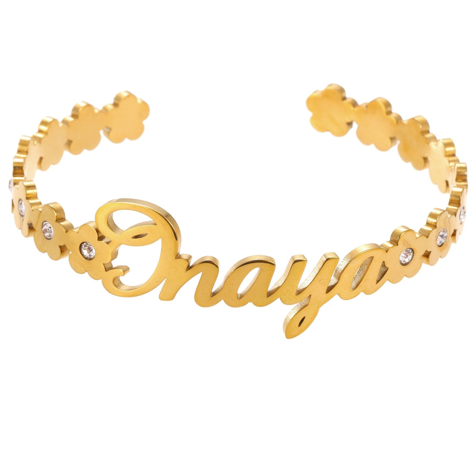 Personalised Open Cuff Crystal Name Bracelet