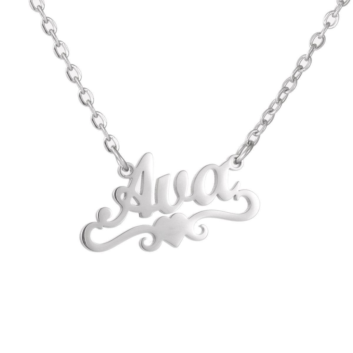 Kids Name Necklace with Heart & Arabesques