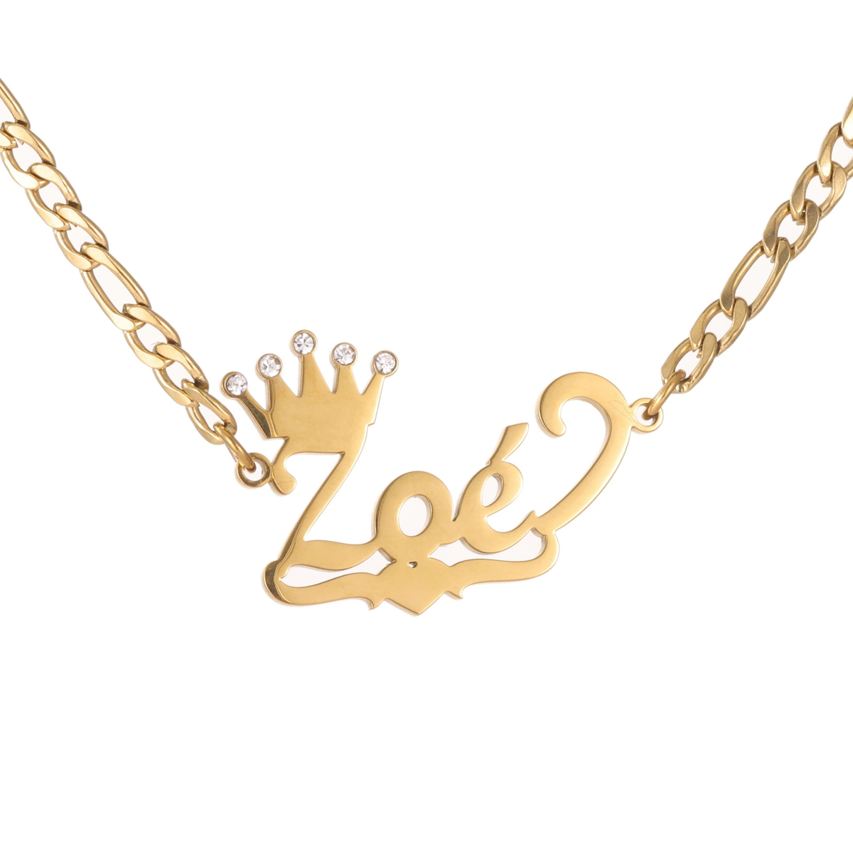 Kids Name Necklace with Crown & Half Heart