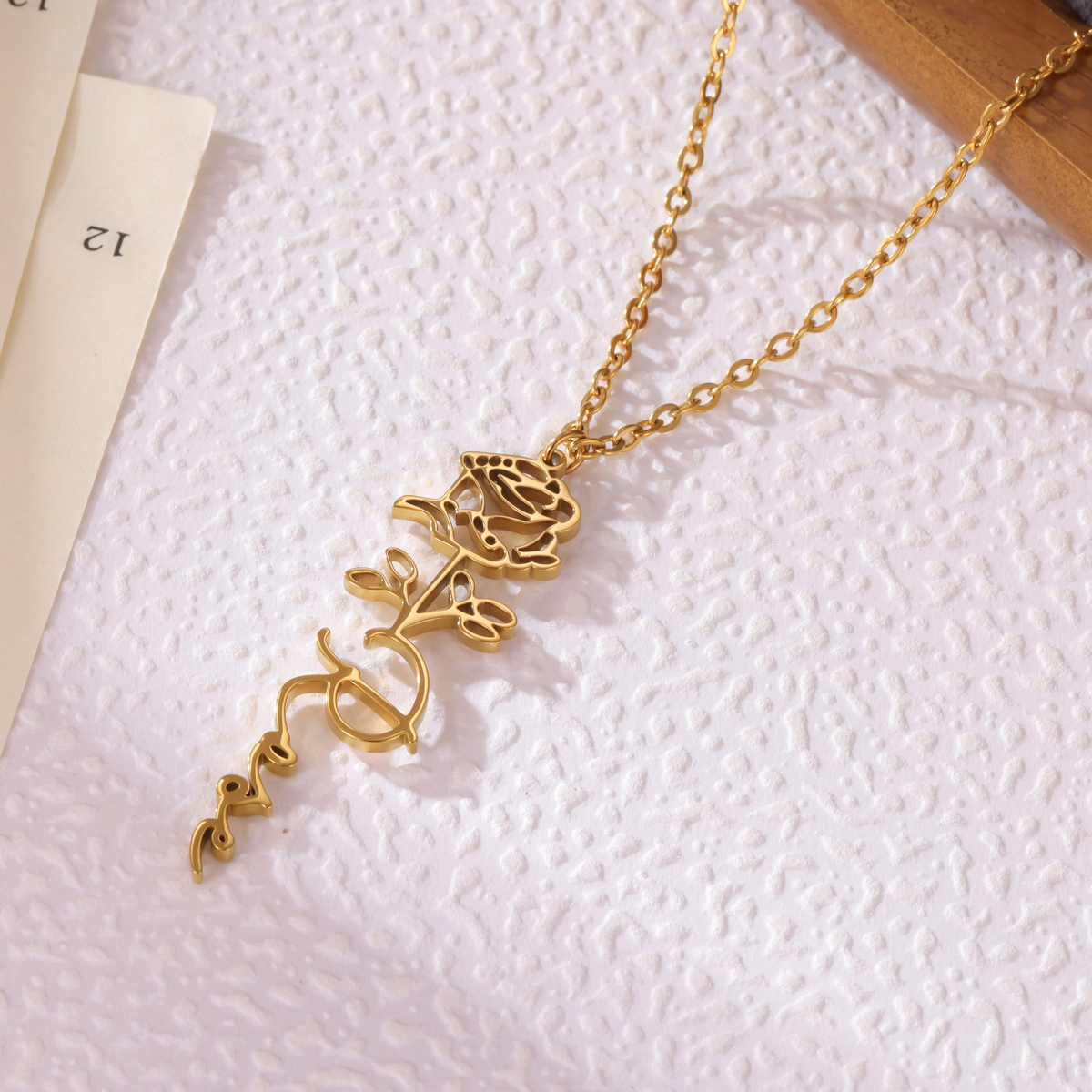 Kids Personalised Rose Name Necklace