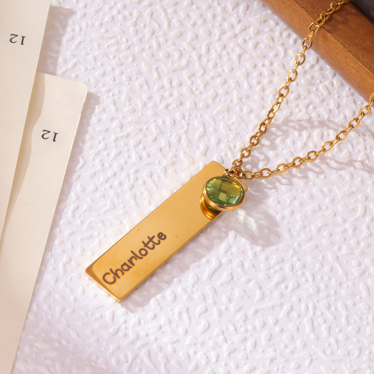 Kids Name Bar & Birthstone Necklace