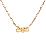 Kids Double Thickness Name Necklace with Heart