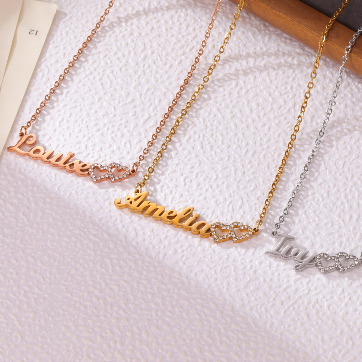 Kids Double Heart Name Necklace