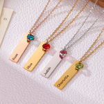 Kids Name Bar & Birthstone Necklace