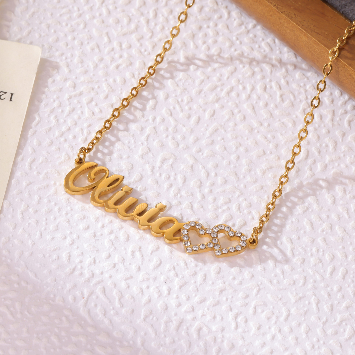 Kids Double Heart Name Necklace