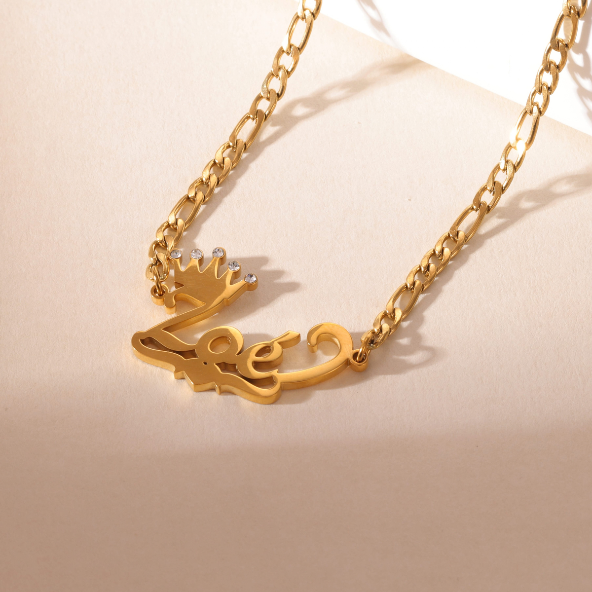 Kids Name Necklace with Crown & Half Heart