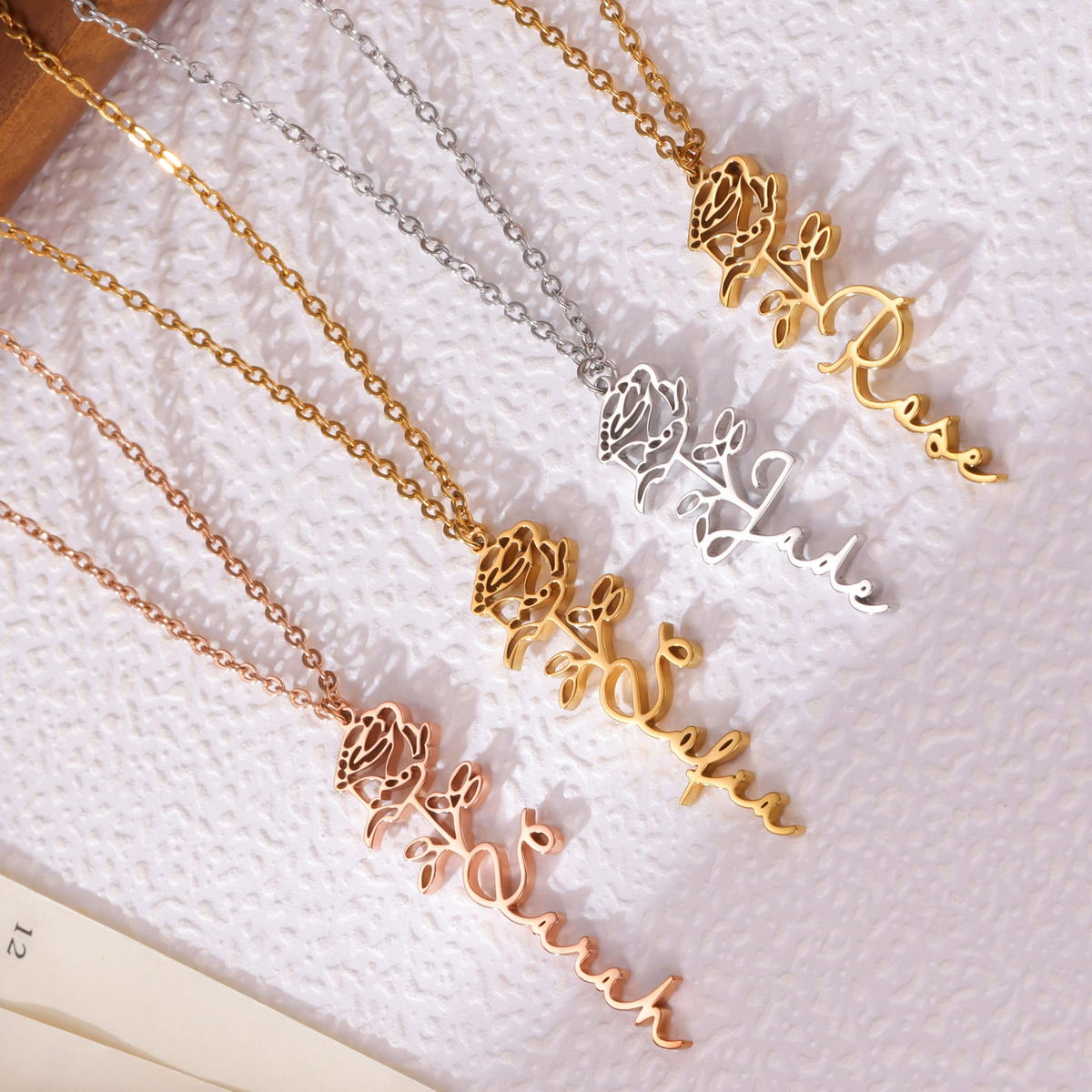 Kids Personalised Rose Name Necklace