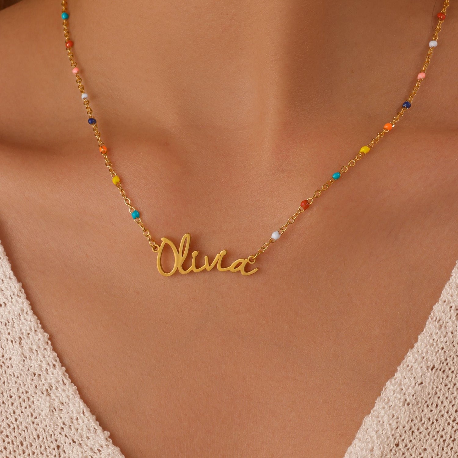 Personalised Boho Beaded Name Necklace