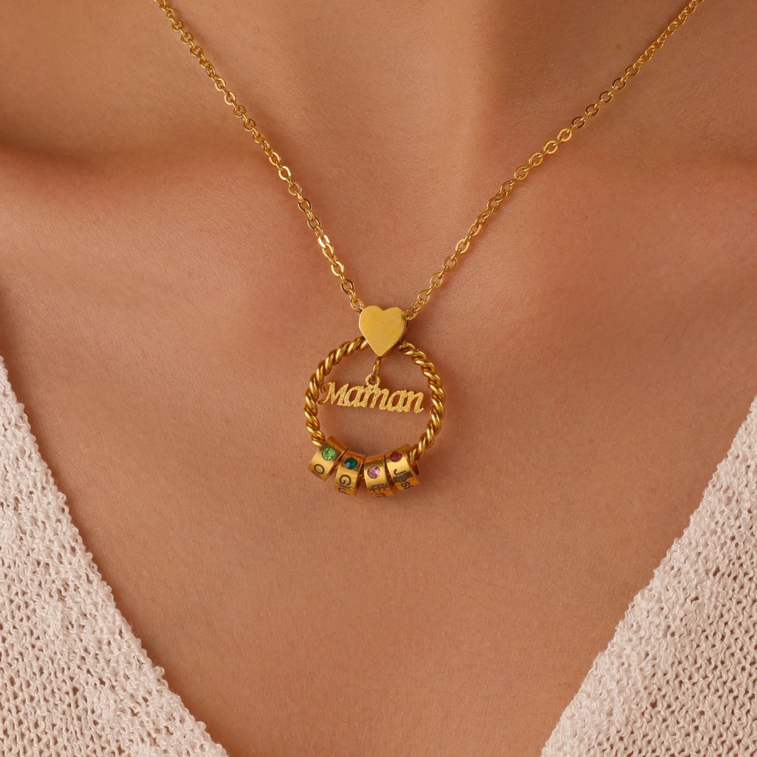 Personalised Mum’s Circle of Bonds Birthstone Necklace