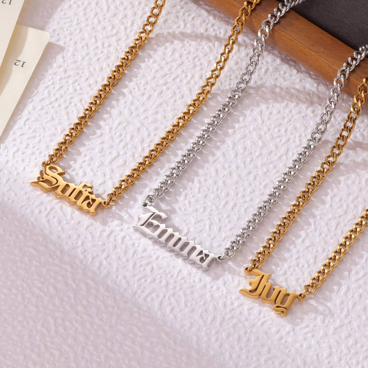 Kids Personalised Gothic Name Necklace