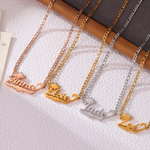 Kids Name Necklace with Crown & Half Heart