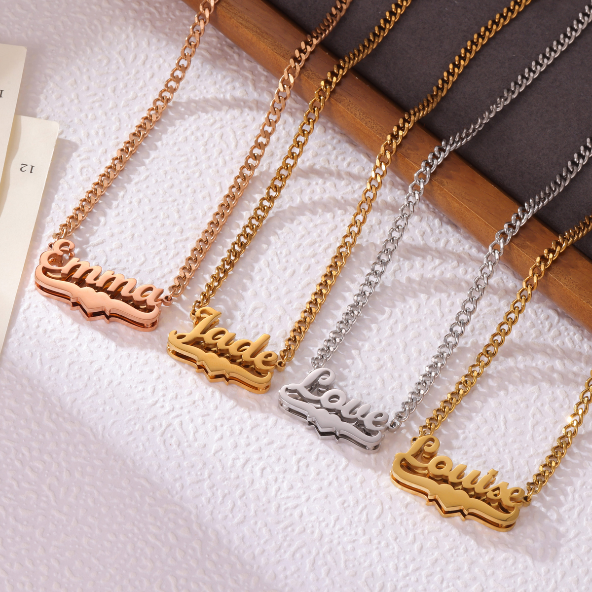Kids Double Thickness Name Necklace with Heart