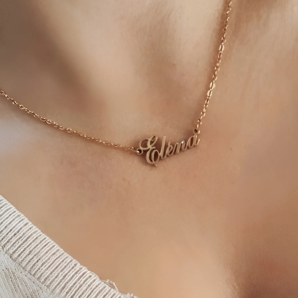 Name Necklace with Birthstone
