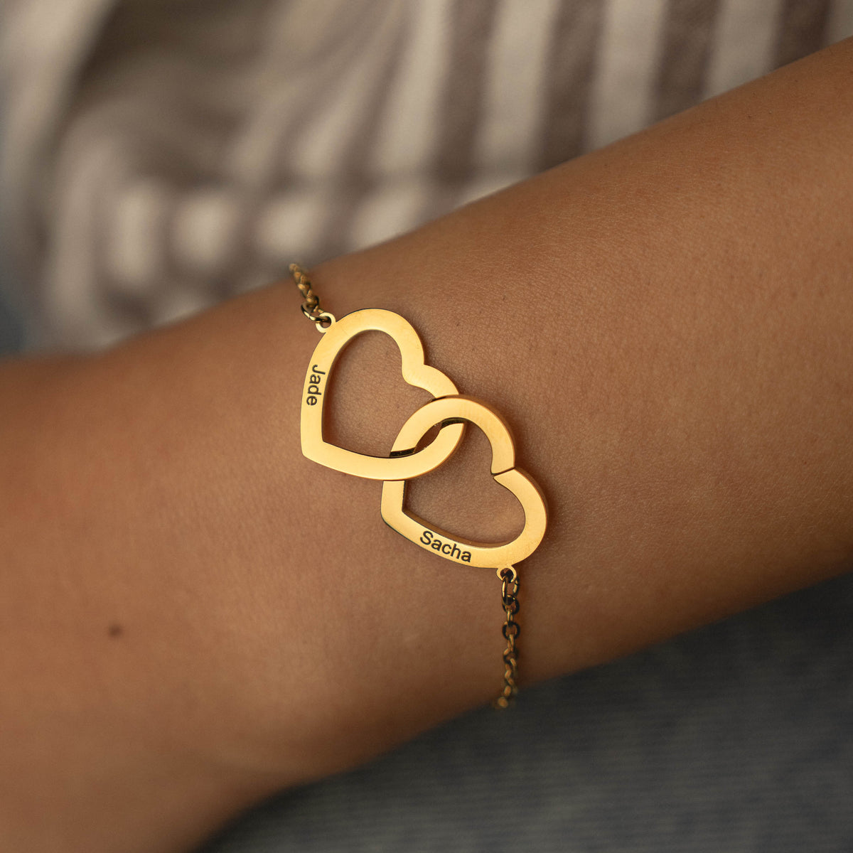 Personalised Double Heart Bracelet