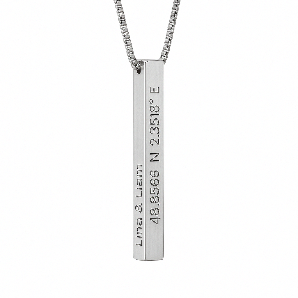 Personalised 3D Bar Necklace
