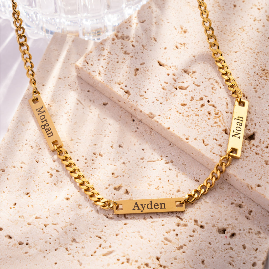 Personalised Multiple Names on Plaque Necklace