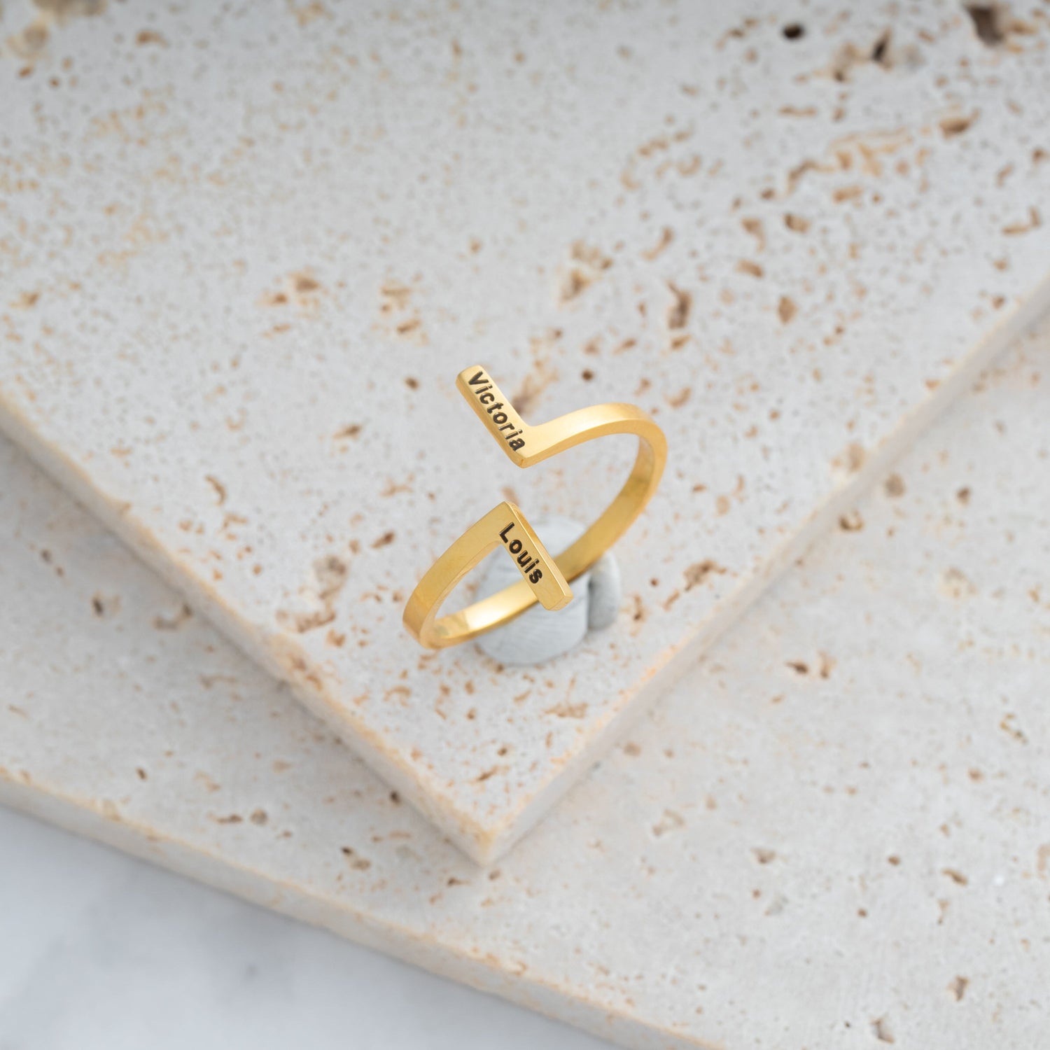 Vertical Dual Name Ring