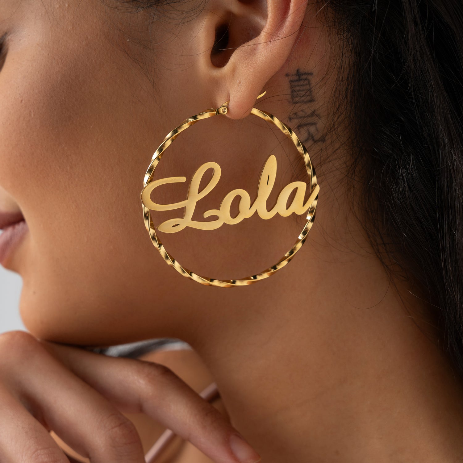 Personalised Name Hoop Earrings – Twisted Design