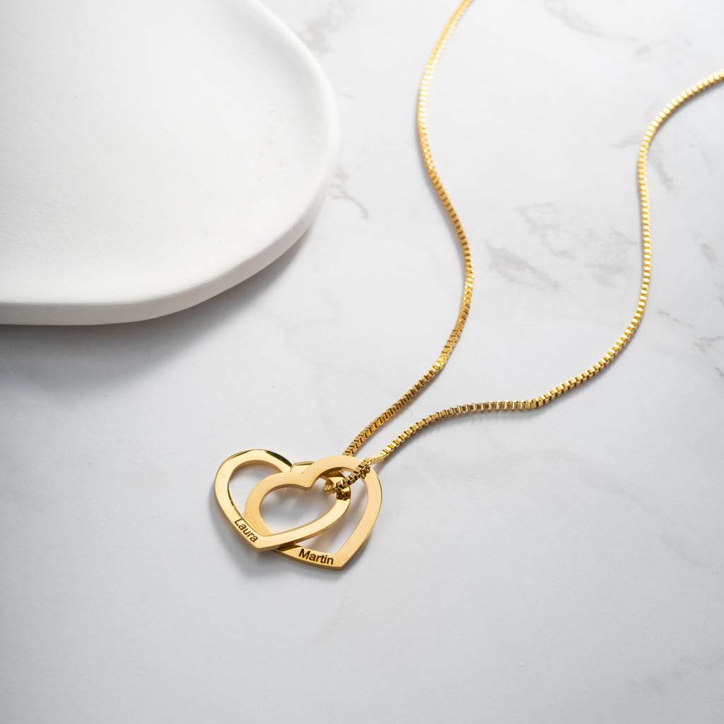 Personalized Interlocking Hearts Necklace