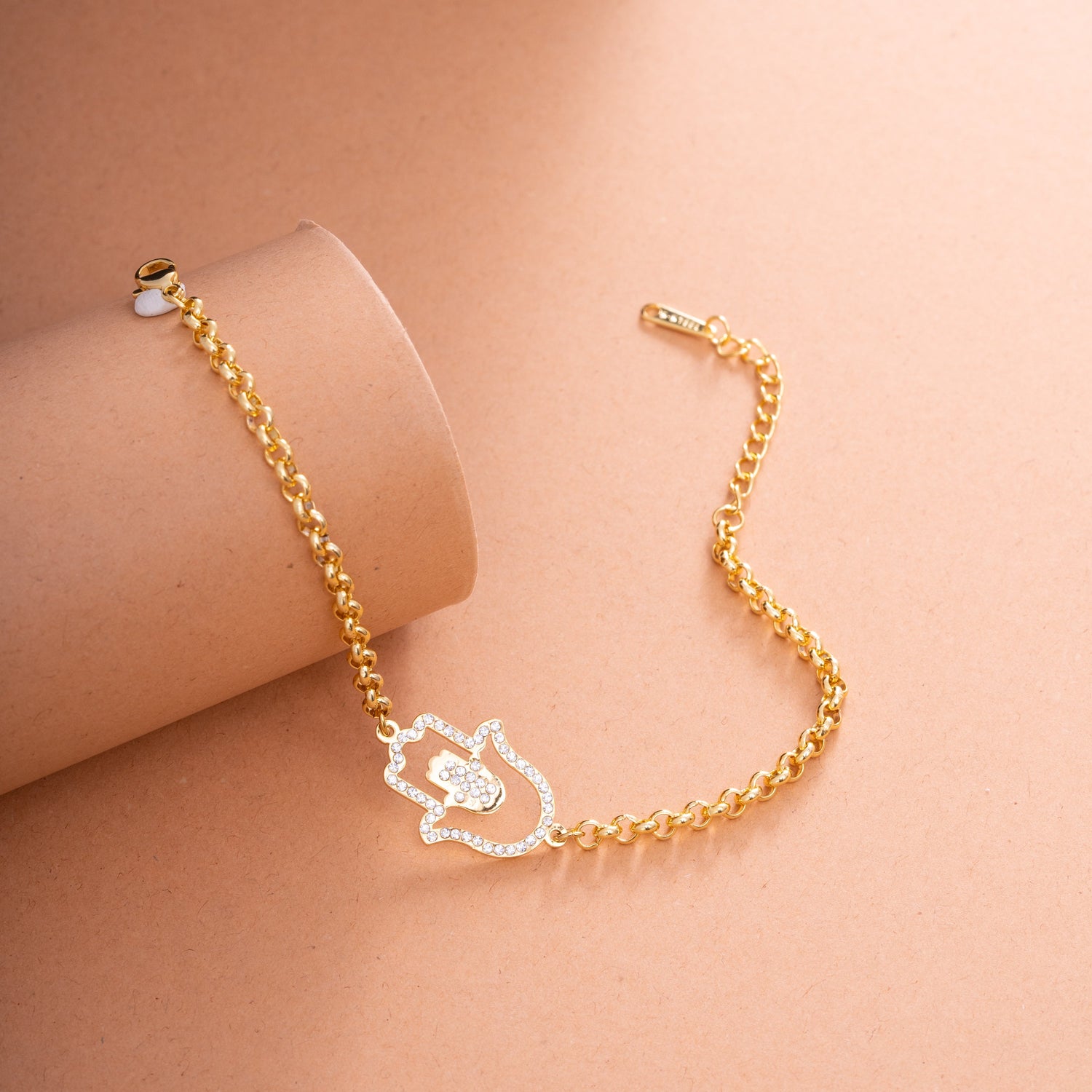 Hamsa / Fatma Hand Bracelet/Anklet with Crystal