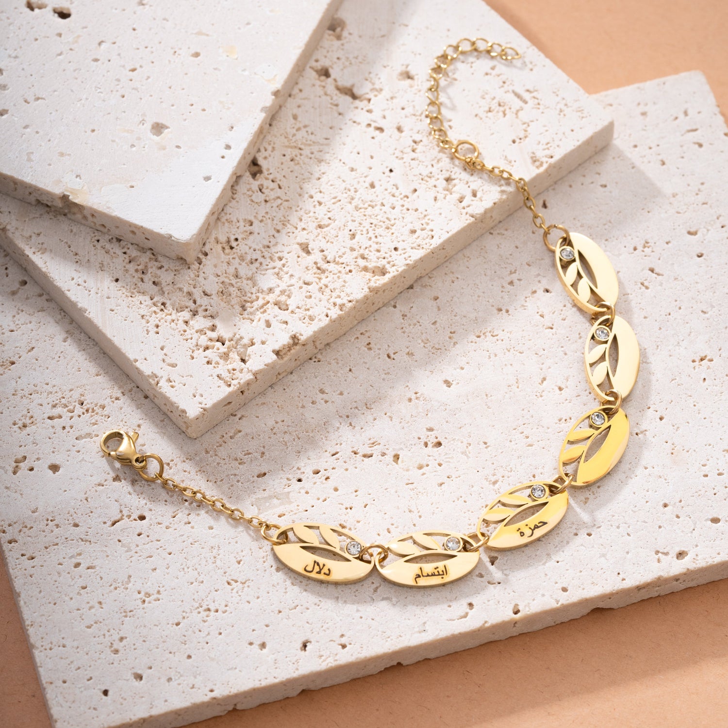 Arabic Personalised Multi-Leaf Bracelet