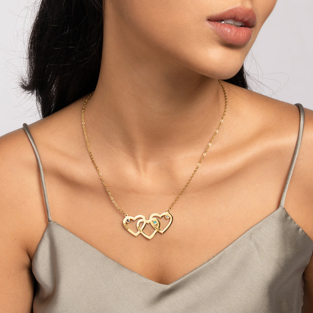 Linear Triple Heart Engraved Necklace