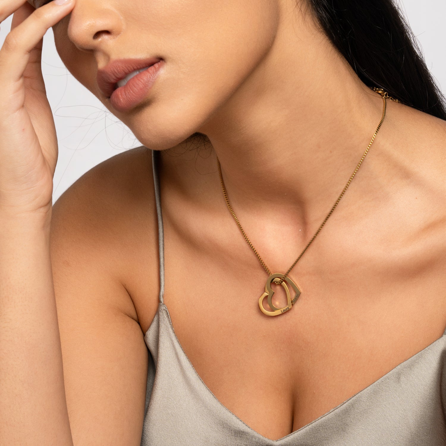 Personalized Interlocking Hearts Necklace