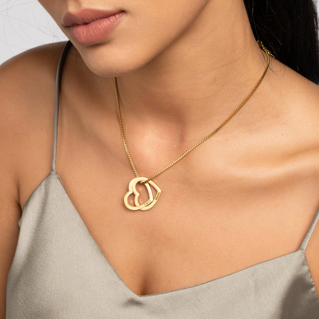 Personalized Interlocking Hearts Necklace