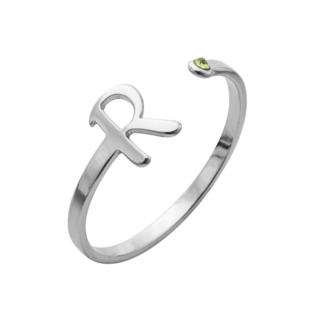 Personalised Birthstone Initial Ring