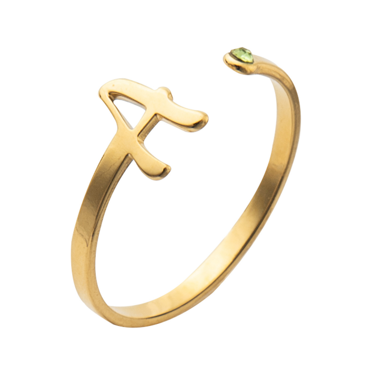 Personalised Birthstone Initial Ring