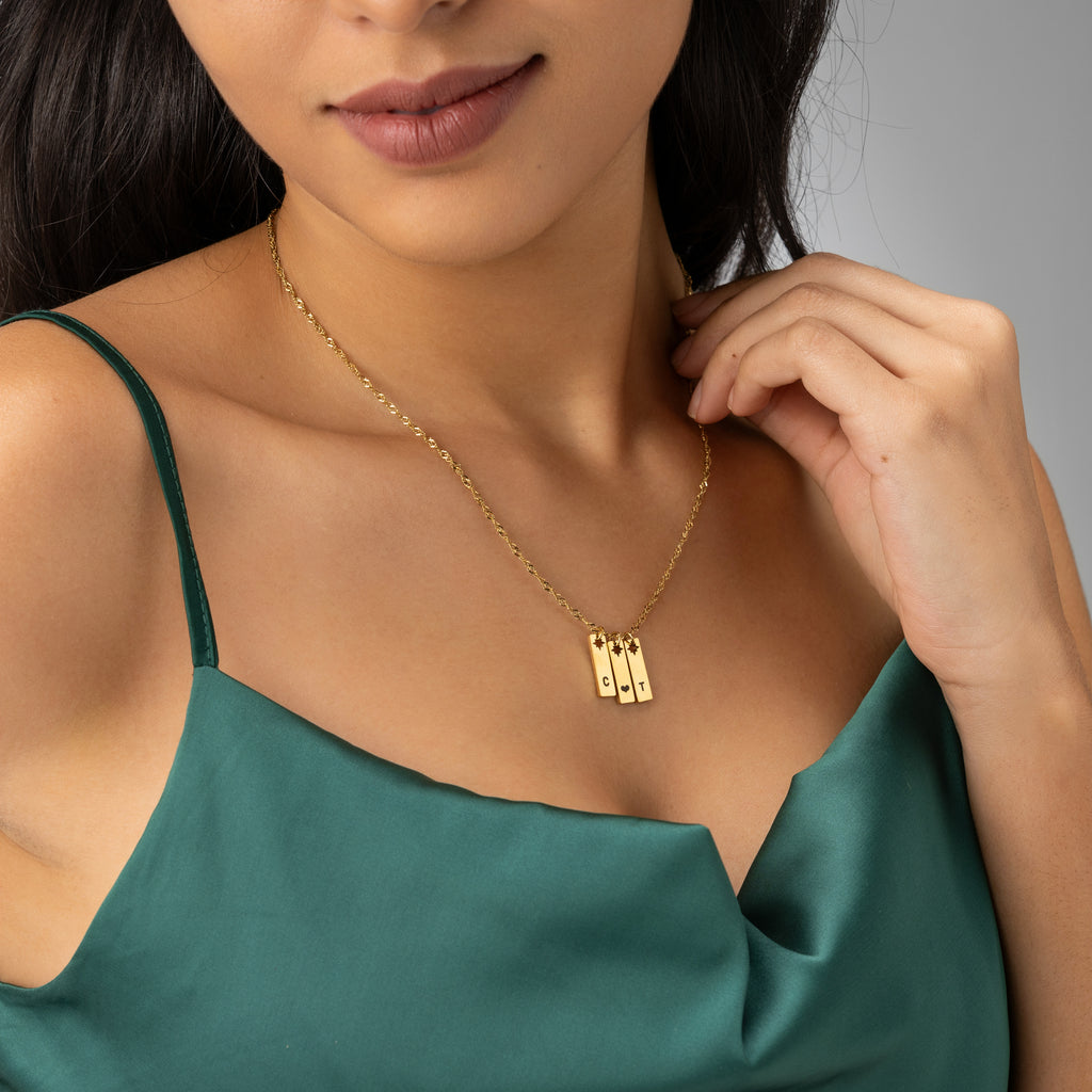 Personalised Initial Pendant Necklace with Star Cutout