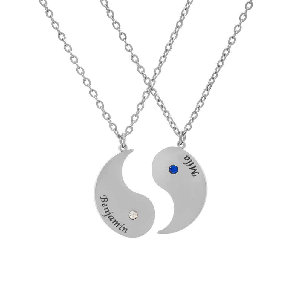 Double Yin & Yang Pendant with Birthstone