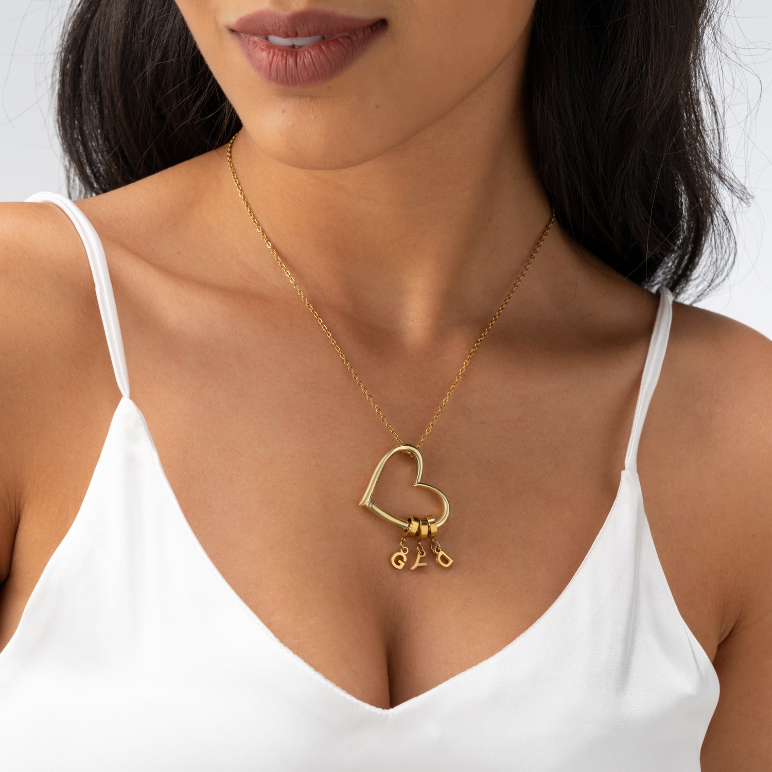 Personalised Open Heart Necklace with 1 to 4 Initials