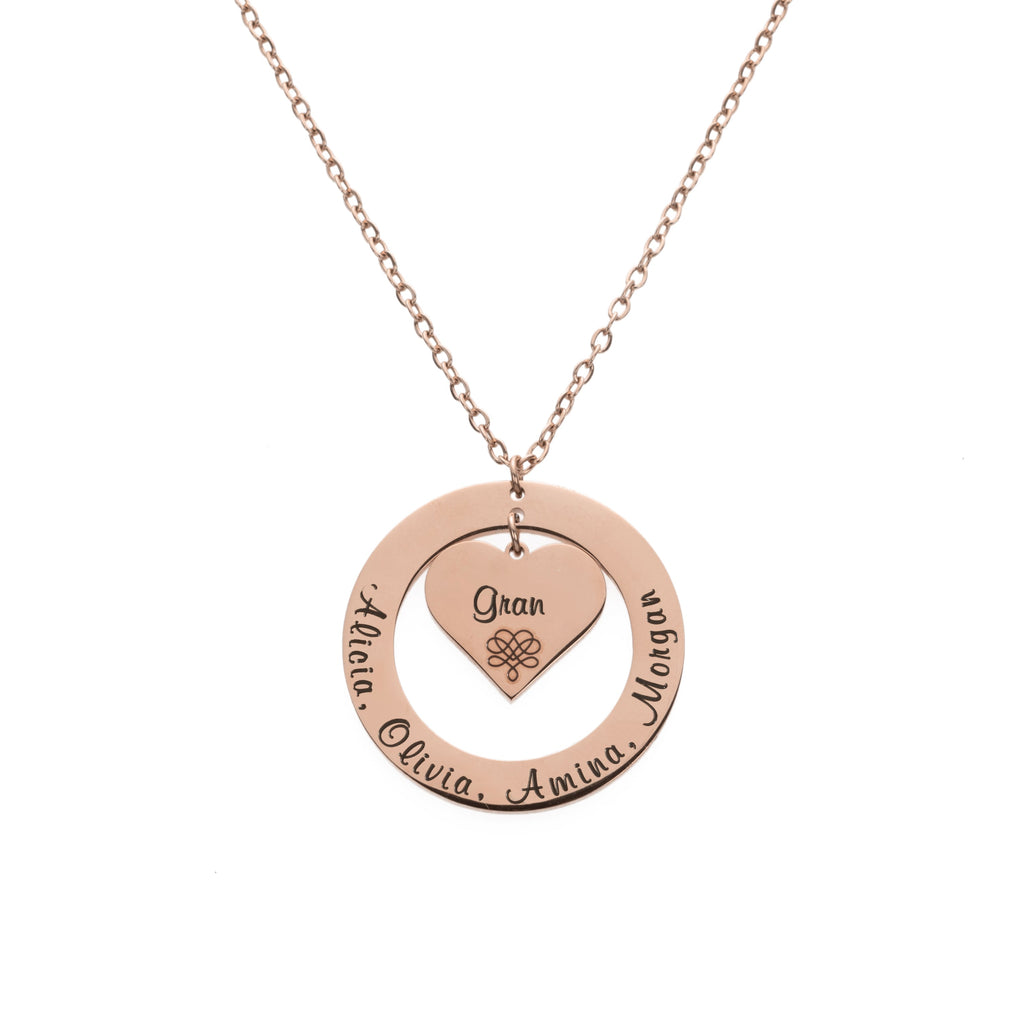 Personalised Heart and Circle Pendant