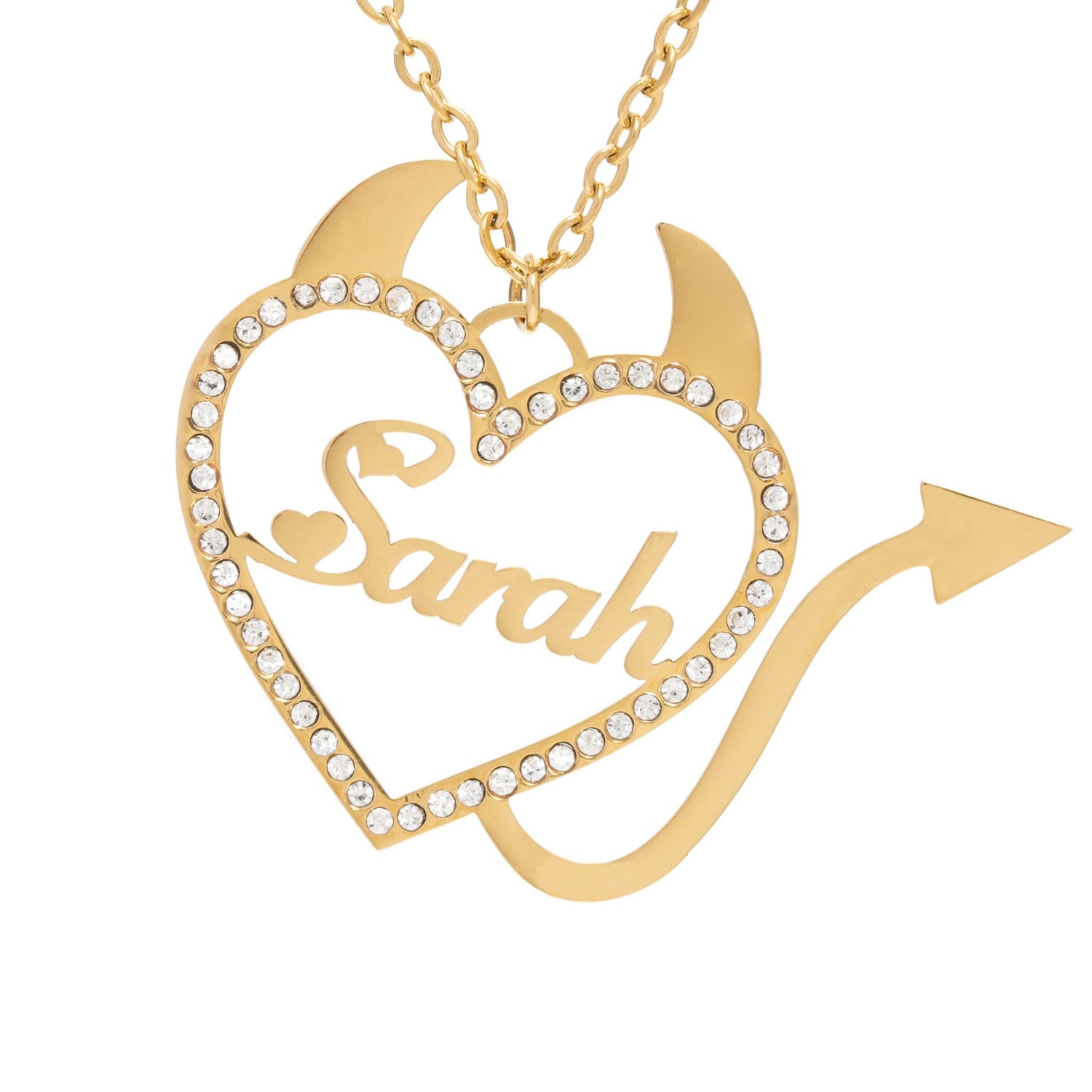 Devil Name Pendant with Rhinestones