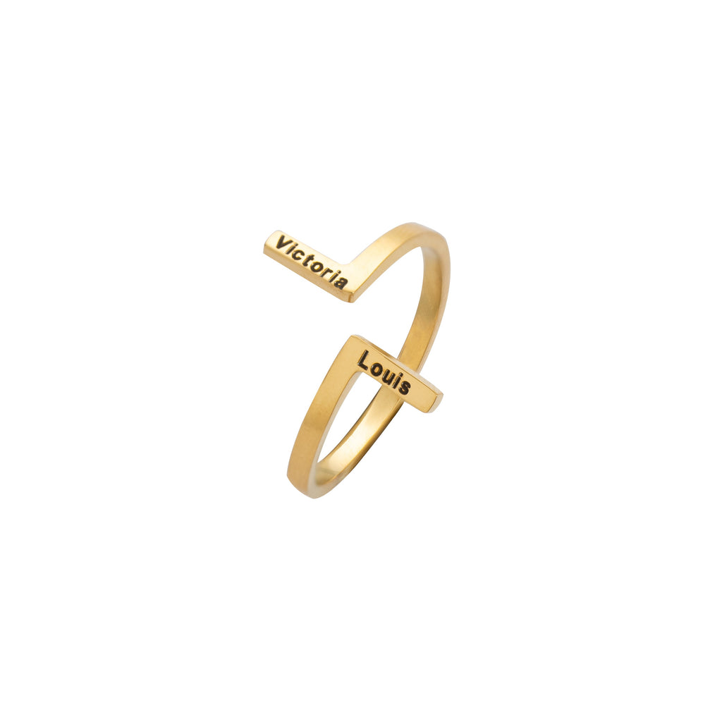 Vertical Dual Name Ring