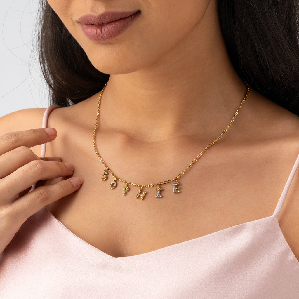 Personalised Name Necklace with Crystal Letter Charms