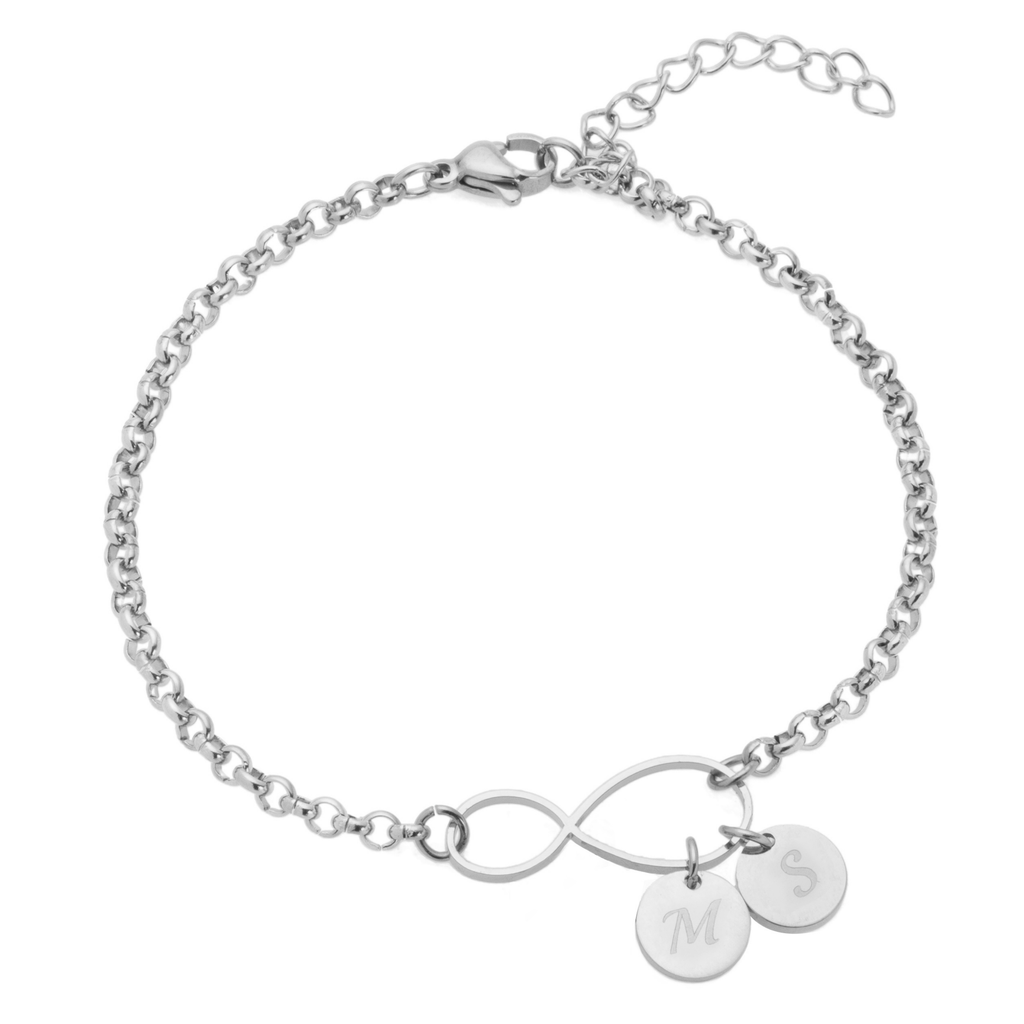 Personalised Infinity with Initial Charms Bracelet