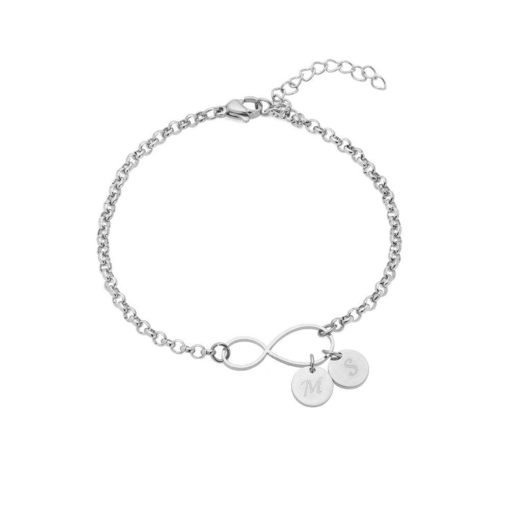 Personalised Infinity with Initial Charms Bracelet