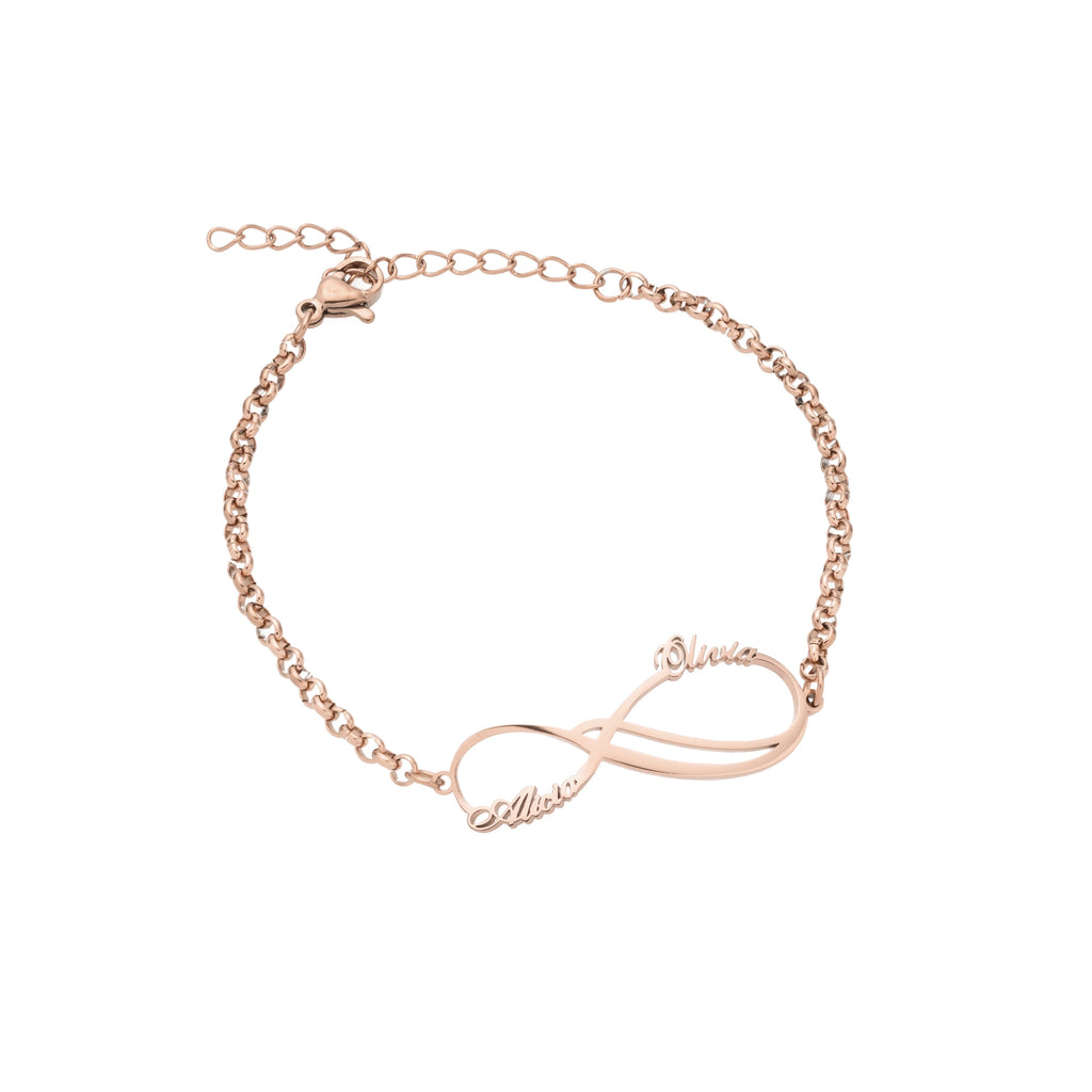 Personalised Double Infinity with Two Names Bracelet