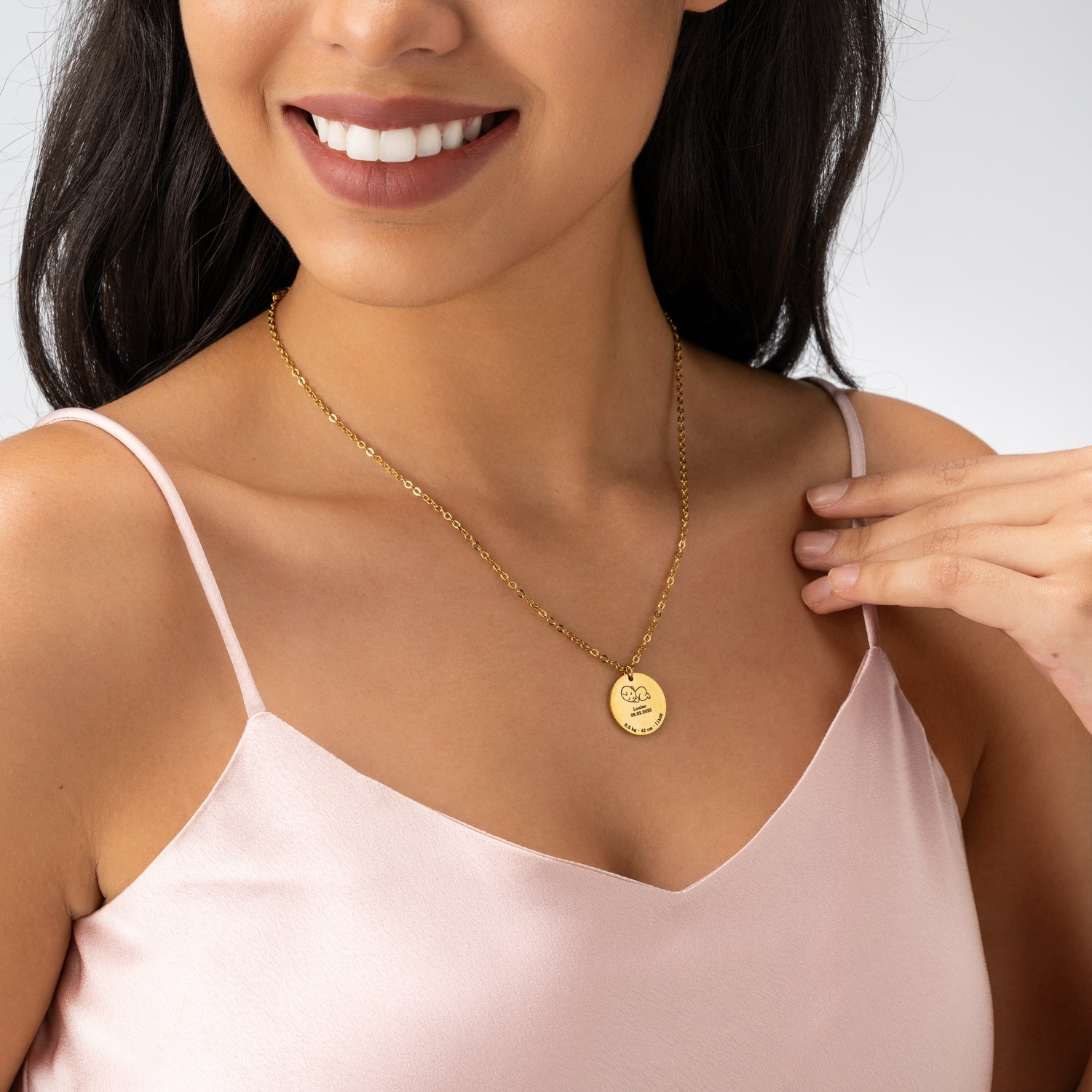 Personalised Birth Details Necklace – Engraved Baby Pendant