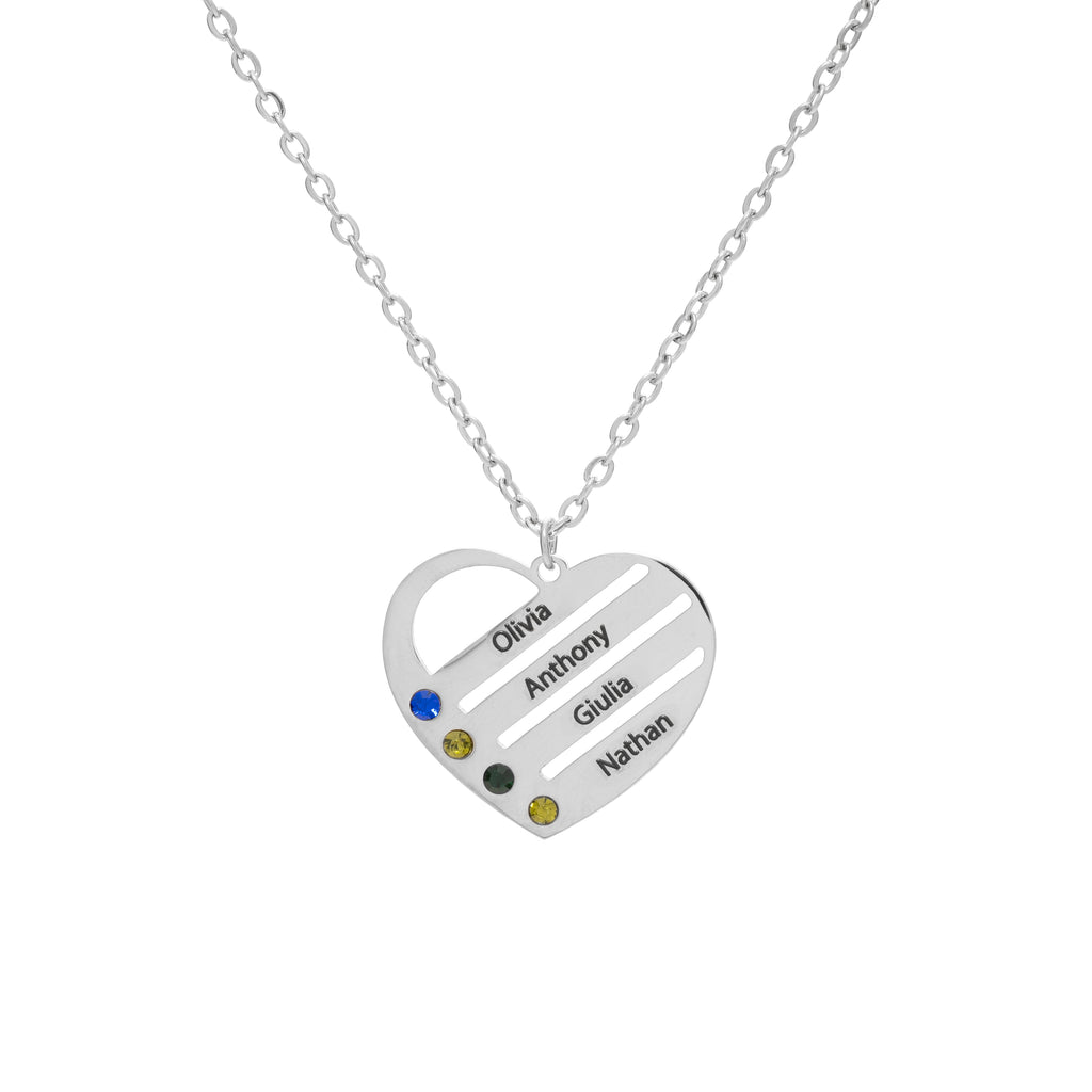 Heart & Birthstone Custom Name Necklace