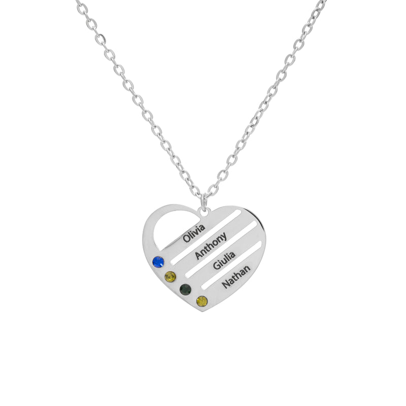 Heart & Birthstone Custom Name Necklace