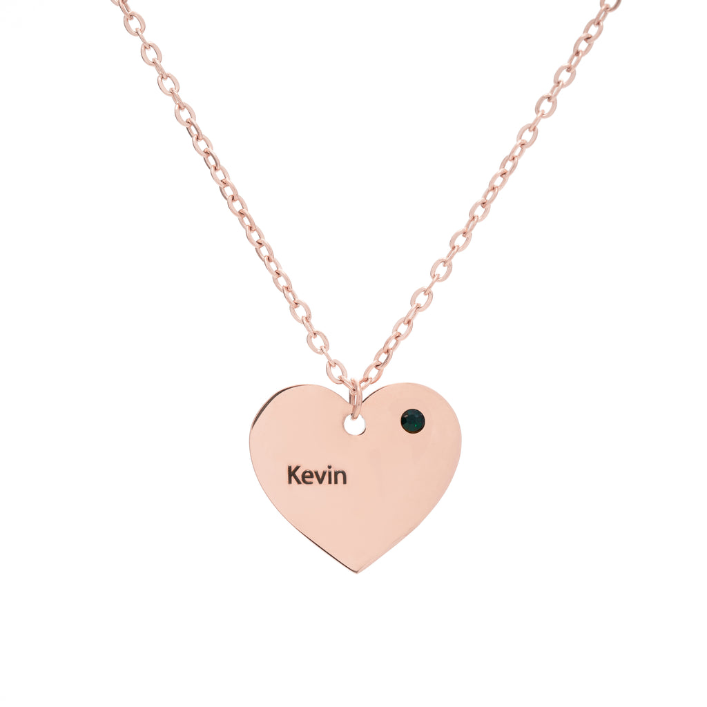 Birthstone Heart & Name Pendant Necklace